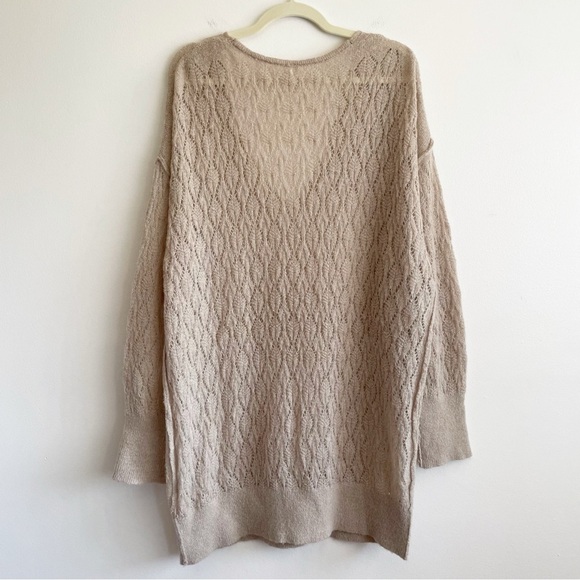 Free People Say Hello Sweater wool alpaca open knit whimsical neutral slouchy - Picture 4 of 13